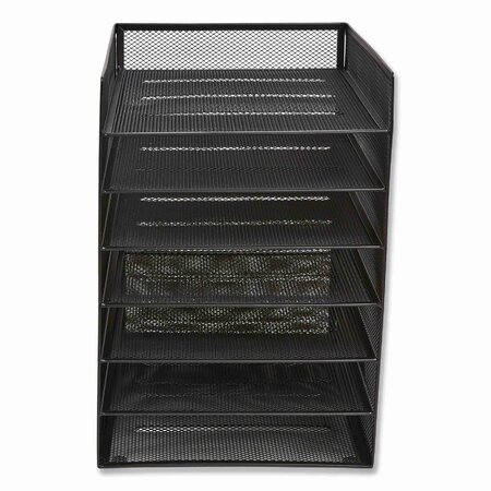Tru Red Front-Load Enclosed Wire Mesh Horizontal Document Organizer, 6 Section, Letter-Size, Matte Black TR57565-CC